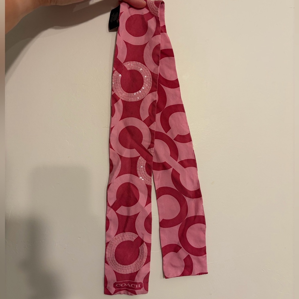 Coach 100% Silk Sequin Scarf Pink